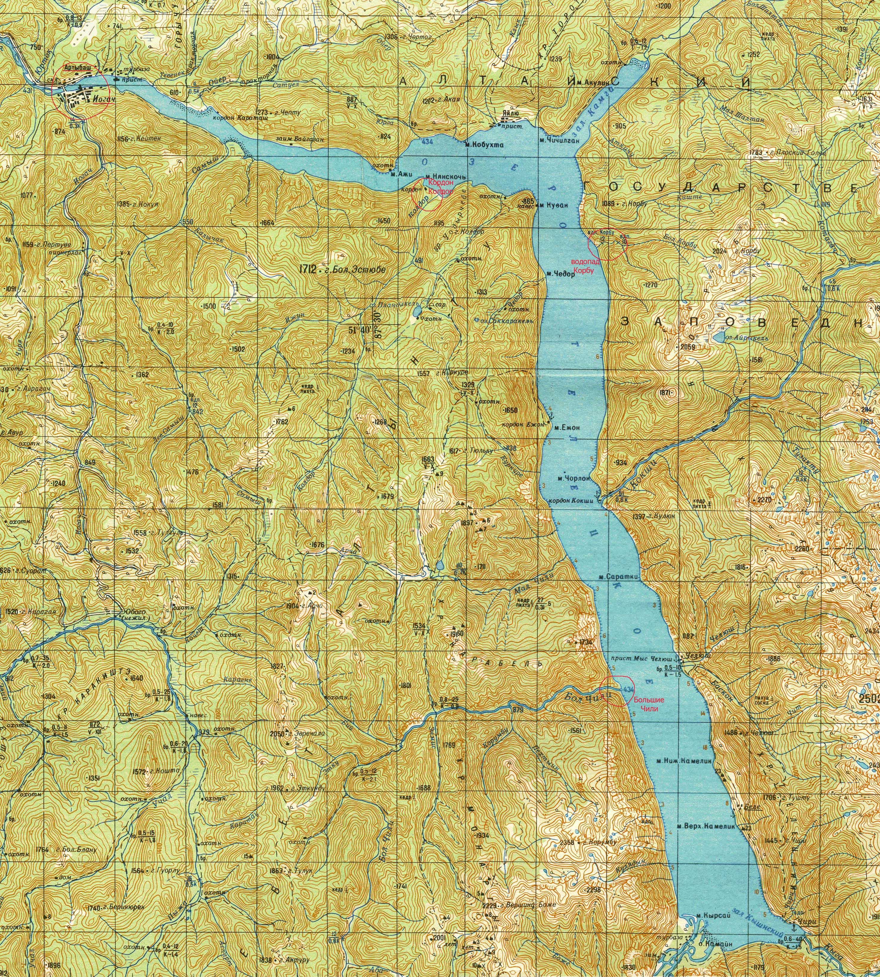 телецкое озеро карта